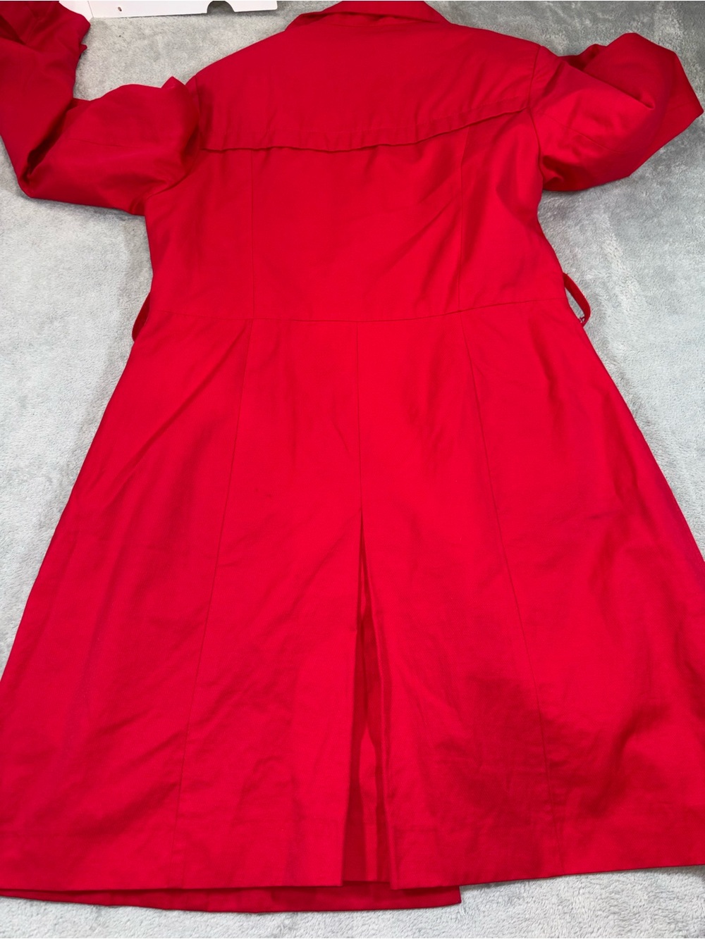 Le Château Vibrant Red Mid-Length Trench Coat - Size Small - Picture 5 of 6